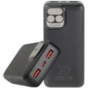 Rivacase Power Bank VA2521, 20000 мАч, 20W PD, 2xUSB-A, 1xUSB-C, ЖК-дисплей, серый