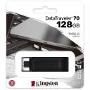 Kingston USB M&auml;lupulk DataTraveler 70 DT70/128GB, 128 GB, USB Type-C, must, USB 3.2 Gen 1, 1000 MB/s, 900 MB/s