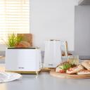 Petra Tosteris PT5032WVDE, 930W, balta, zelta, elektroniskā vadība, atkausē&scaron;ana, izņemama drupaču paplāte, atkārtota sildī&scaron;ana