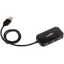 Natec USB keskseade NHU-0647, 4xUSB 2.0, 0,6m, 480Mbit/s, must, kompaktne, kaasaskantav