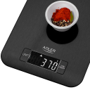 Compact and convenient digital kitchen scale with tempered glass surface LCD display and 1g graduation Black AD3183B Adler