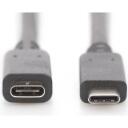 Digitus USB 3.1 Gen.2 pikenduskabel AK-300210-007-S, 0,7m, 10Gbps, Type C isane/naine, 20V/5A, 4K tugi