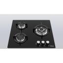 Iseasy dujinė viryklė MGBG-603, 3 zonos, 3.3 kW, 2.7 kW, 1.75 kW, juoda, elektrinis uždegimas, stiklo pavir&scaron;ius