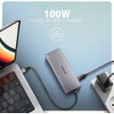 Axagon USB хаб HMC-6G2L 10Gbps, 2x USB-A, 1x USB-C, 1x HDMI, 1x RJ-45, 0.15m кабель питания