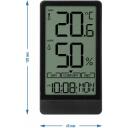 Soens Elektroniline siseruumi termomeeter, must 270107, temperatuuri vahemik 0&deg;C~+50&deg;C, niiskuse vahemik 20%~95%, kell, kuup&auml;ev