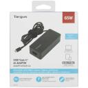 Targus strāvas adapteris APA107EU, 65 W, iek&scaron;telpu, AC-DC, melns, USB-C kabelis 1.8 m