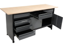 Darba galds 1700x600mm, 58456, VOREL, izturīga konstrukcija, 6 atvilktnes, slēdzama durvju sistēma