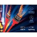 Tracer USB kabelis TRAKBK47492, 1m, 48W, 2.4A, 480Mbit/s, USB A, Lightning, sarkans