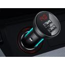 Baseus automobilių įkroviklis su ekranu TZCCBX-0G, 24W, 2xUSB, 4.8A, 1.2m 3-in-1 laidas, aliuminis, nailonas