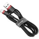 Baseus Cafule USB Lightning kaabel CALKLF-C19, 1,5A, 2m, Apple Lightning, USB, nailonist punutud, alumiiniumist pistik