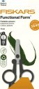 Salokāmās šķēres, FISKARS, 1075352, 11 cm, sudraba/melna, apstiprinātas lidmašīnai, izgatavotas no pārstrādātiem materiāliem