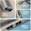 Axagon USB keskjaam HUE-STA 4 porti, 1&times; USB-C 480Mbps, 3&times; USB-A 5Gbps, kaabel 12 cm