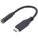 Digitus USB Type-C audio adapteris kabelis, AK-300321-002-S, 0.2m, 24bit/48KHz, USB 3.1, melns