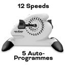 Reviber Motorizēts velotrenažieris RV-BIMI/ER-08, 20W, 5 masāžas režīmi, 12 ātrumi, vadu rokas pults, neslīdo&scaron;as kājiņas