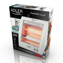 Compact and efficient quartz heater for rooms ~8&ndash;12m&sup2; with 2 power levels 800W White AD7709 Adler