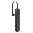 Gembird Pagarinātājs TSL-PS-S4U-01, 4 ligzdas, 3USB, 3680W, 240V, IP20, viedā kontakligzda