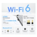 AX900 Nano Wi-Fi 6 Bluetooth 5.3 USB adapter, TP-Link, Archer TX10UB Nano, 5GHz, 2.4GHz, 600Mbps, 287Mbps, 10%~90% mitrumā