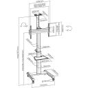Sbox grīdas/mobilais statīvs FS-446-2, 37-70 collu, 70kg, 600x400, augstuma regulē&scaron;ana 1200-1600mm, kabeļu pārvaldība