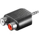 Goobay RCA adapteris, 11604, 3,5 mm vīrie&scaron;u uz 2 RCA sievie&scaron;u, 0,004 kg, melns