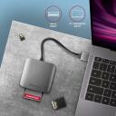 Axagon M&auml;lukaardi lugeja CRE-S3 USB 3.2 Gen 1 3-slot, 5000 Mbit/s, toetab CF, SD, microSD, MMC, alumiinium, hall