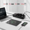 Maclean pagarinātājs MCE389 B, 2500W, 1.5m, 6x F, 4x USB-A, 1x USB-C, melns, 50/60Hz