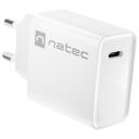 Natec Lādētājs RIBERA NUC-2059, 20W, 100-240V, 50/60Hz, 3A, 1xUSB-C, QUICK CHARGE 3.0, SCP, OVP, OCP, OTP
