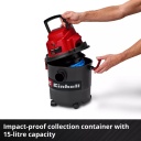 Bezvadu mitrā/sausā putekļu sūcējs, EINHELL, 2347145, 15L, 18V, ērta pārvadā&scaron;ana, pla&scaron;s piederumu klāsts