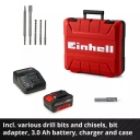 Bezvadu rotācijas āmurs HEROCCO, EINHELL 4513975, 18V, 3.0Ah akumulators, 4+1 funkcijas, 2.2J trieciena spēks