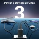 Vention įkroviklis FERB0-EU 65W PD greitas įkrovimas, 3 įrenginiai, 2 USB-C, 1 USB-A, juodas, GaN technologija
