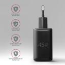 Axagon sieninis įkroviklis ACU-PQ45 45W, 2xUSB-A, 1xUSB-C, 100-240V, QC4+, PD3.0, juodas, energijos apsauga