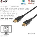 Club3D DisplayPort 2.1 CAC-1094 kaabel 2m, 80 Gbit/s, 8K240Hz, sirge pistik, 26 AWG, must