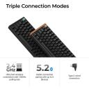 Keychron K4H-J1, беспроводная клавиатура, 96%, RGB LED подсветка, 100 клавиш, USB + RF беспроводной + Bluetooth, черная