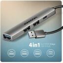 Axagon USB keskjaam HUE-STA 4 porti, 1&times; USB-C 480Mbps, 3&times; USB-A 5Gbps, kaabel 12 cm