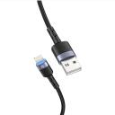 Tellur Datu kabelis USB uz Lightning LED TLL155373, 1.2m, 5V/3A, 480Mbps, neilona apvalks