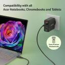 Acer Laadija ZL.ADTCC.00L, 100W, 100&ndash;240V, 3x USB-C, 1x USB-A, must, v&auml;line