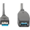 Digitus aktīvais USB 3.0 pagarinātājs DA-73106, 15 m, 5 Gbps, USB A uz USB A, LED indikators, aktīvais kabelis