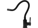 Virtuves jaucējkrāns, elastīgs melns FALA 75775, 304 nerūsējošais tērauds, ergonomisks rokturis, silikona uzgalis