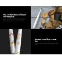 Vaiki&scaron;kas ultragarsinis elektrinis dantų &scaron;epetėlis 30000aps./min 3 režimai 1 galvutė 2 lipdukai iki 100 dienų IPX7 baltas ADB0007 Aeno