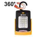 Rotējo&scaron;a rokas lampa 20+3 LED, VOREL, 82730, dzeltena-melnā, ar magnētu un āķi