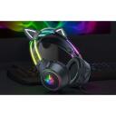 Onikuma žaidimų ausinės X15 PRO Cat Black, 50mm, 15&Omega;, 102dB, 2m, USB + 3.5mm, ergonomi&scaron;kos, RGB ap&scaron;vietimas