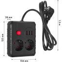 Maclean pagarinātājs MCE387 B, 2500W, 1.5m, 2x F, 3x USB A, melns, slēdzis, dro&scaron;ības aizsargs