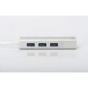 Digitus 3-port USB centrmezgls un Gigabit LAN adapteris DA-70250-1, 3xUSB 3.0, 1xRJ45, 1000 Mbps, plūsmas kontrole, WOL