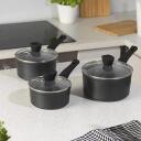 Russell Hobbs sautē&scaron;anas katliņu komplekts RH01706EU, 16cm, 18cm, 20cm, alumīnijs, matēti pelēka