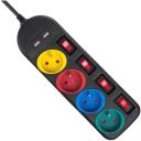 Maclean pagarinātājs MCE229B, 1.5m, 250V, 10A, 4 muciņas, 2xUSB, melns, slēdzis