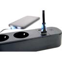 Gembird Pagarinātājs TSL-PS-S4U-01, 4 ligzdas, 3USB, 3680W, 240V, IP20, viedā kontakligzda