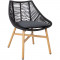 Dārza krēsls HELSINKI 64x65xH84cm, alumīnija rāmis ar austu melnu virvi 20532 HOME4YOU
