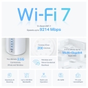 BE9300 Visapusi&scaron;kas Mesh Wi-Fi 7 sistema, TP-Link, Deco BE65(2-pack), 6 GHz: 5760 Mbps, 5 GHz: 2880 Mbps, 2.4 GHz: 574 Mbps
