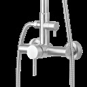 Dušas komplekts Steely 1, FALA, 75662, nerūsējošais tērauds, augstums regulējams 96-126 cm, 20 cm dušas galva