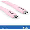 Club3D USB-C kuni USB-C kaabel 2m, roosa, CAC-3002, 20Gbps, 4K 60Hz, Power Delivery 240W