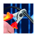 Kabeļu &scaron;ķēres, Knipex, 95 16 165 SB, hromētas, izolētas rokturi, VDE sertificētas, grie&scaron;anas jauda līdz 50 mm&sup2;